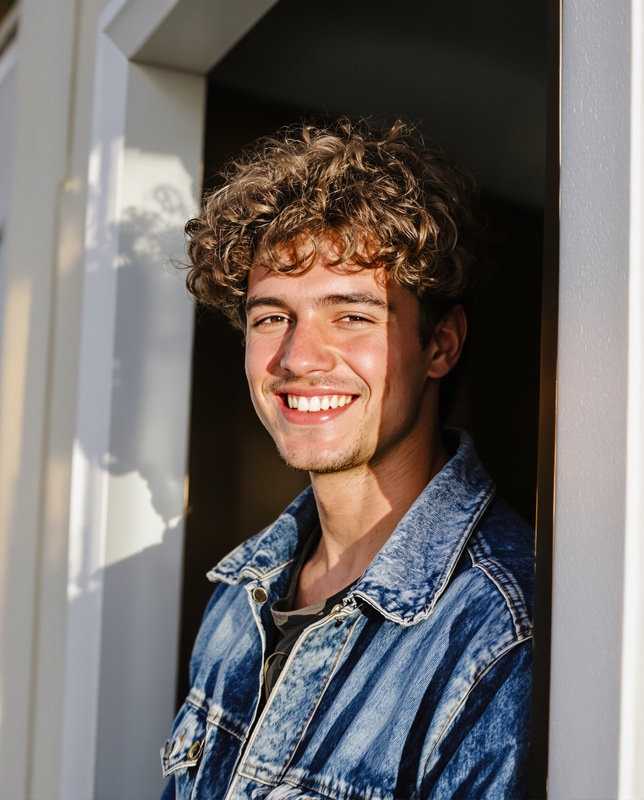 A doorway portrait, nothing retouched., made with Flux 1.1 Ultra Raw